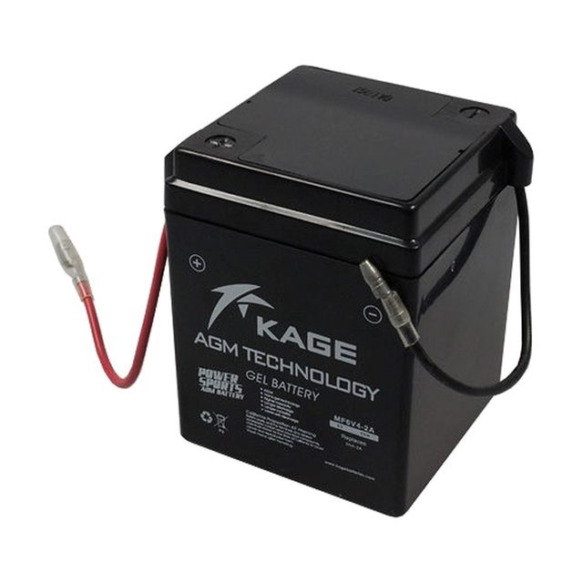Bateria de moto 6N4-2A-4 de gel, bateria de moto 6N4-2A-4 vista de davant amb els dos borns