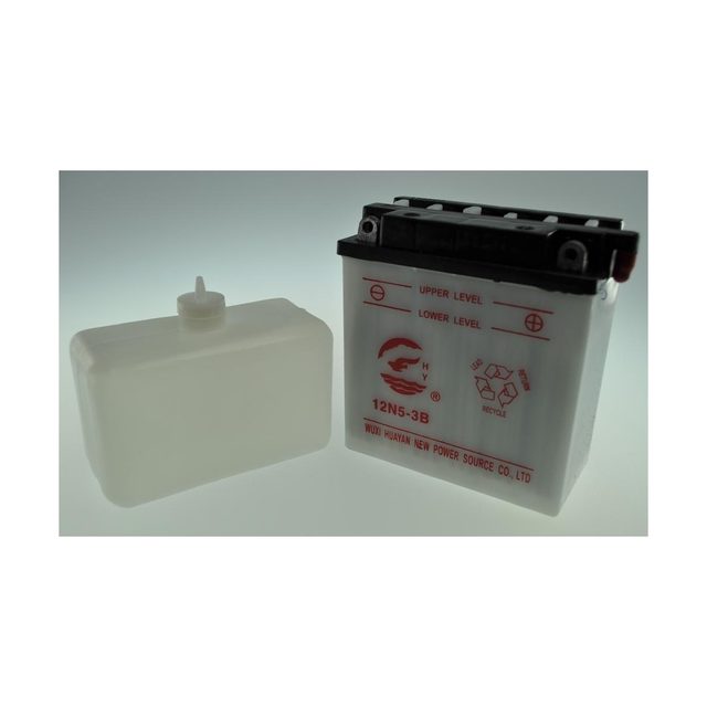 Bateria de moto YB5L-B, bateria de moto YB5L-B vista de davant amb els dos borns