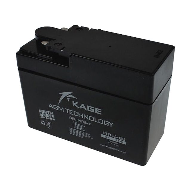 Bateria de moto YTR4A-BS de gel, bateria de moto YTR4A-BS vista de davant amb els dos borns