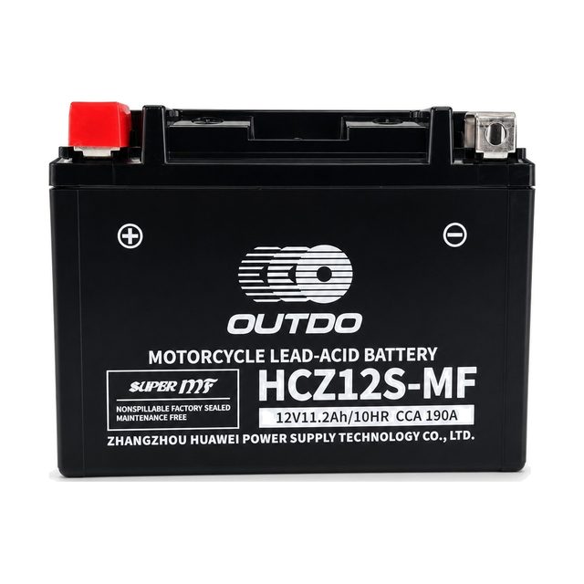 OUTDO HCZ12S-MF, bateria de moto YTZ12S vista de davant amb els dos borns