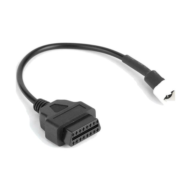 Cable adaptador per a moto Yamaha amb connector blanc de 3 pins i presa OBD2 negra de 16 pins