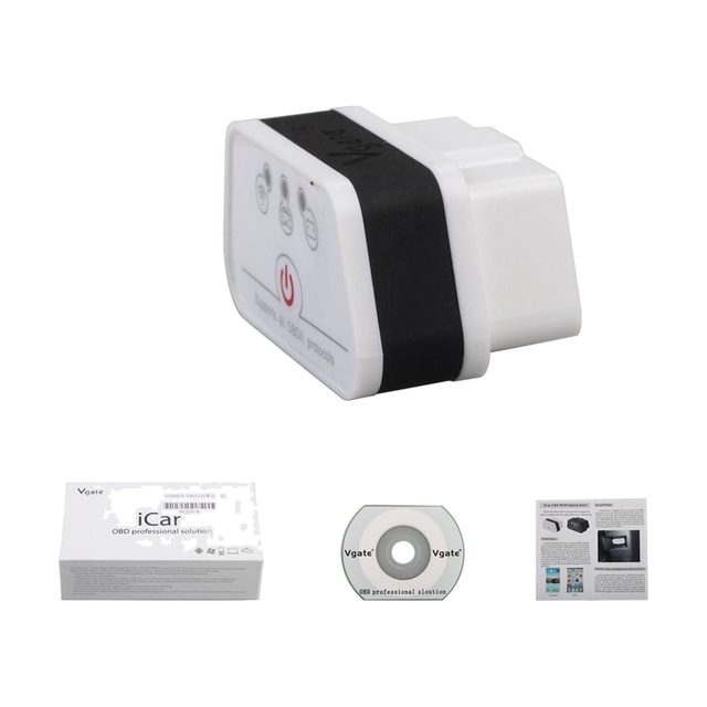 Vgate iCar2 Wi-Fi amb la capsa, el CD i el manual