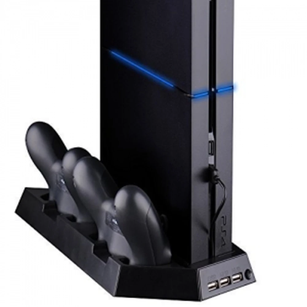 Suport vertical PS4 4 en 1 amb ventilador, hub USB i carregador per a 2 comandaments