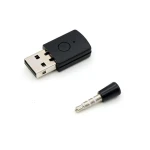 Vista lateral del adaptador USB Bluetooth para PS4 color negro