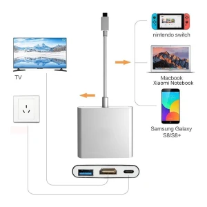 Adaptador USB C a HDMI 4K per a Nintendo Switch i Hub USB 3.1 Tipus C