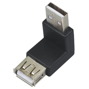 Adaptador USB mascle a USB femella angle 90º per a connexions compactes i segures