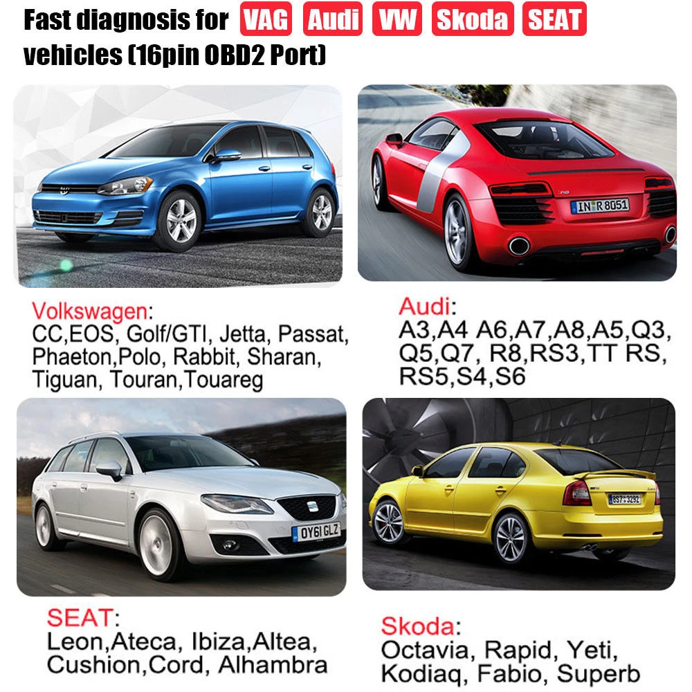 Ancel VD500 OBD2 per a VW, Audi, Seat i Skoda - lector de codis i diagnòstic