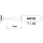 Aoyue T1,6d punta de soldador de recanvi per a estacions de soldadura