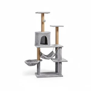 Arbre rascador per a gats 125 cm amb hamaca, cova i pals de sisal