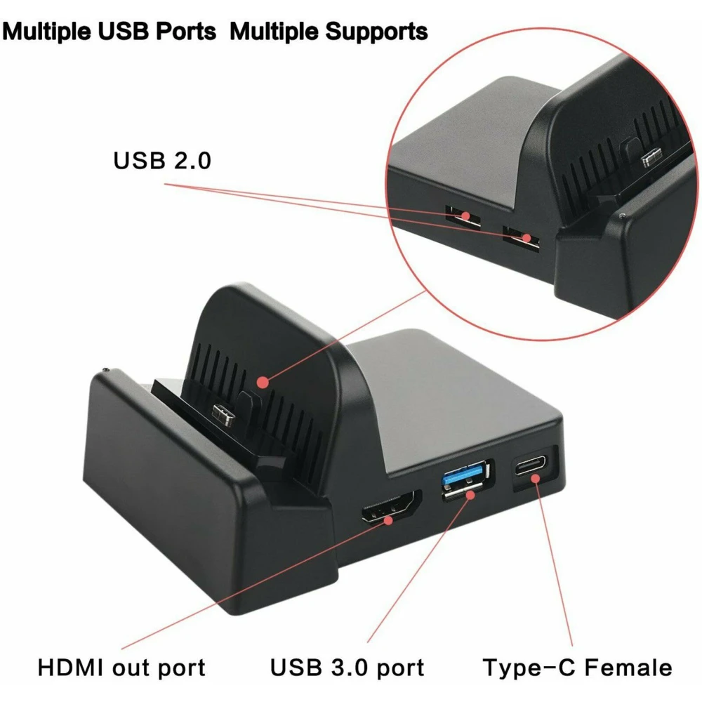 Base dock portàtil per a Nintendo Switch - mini dock HDMI USB