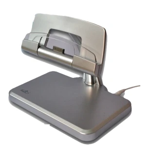 Base giratòria de càrrega i suport per a iPad amb cable USB i disseny compacte
