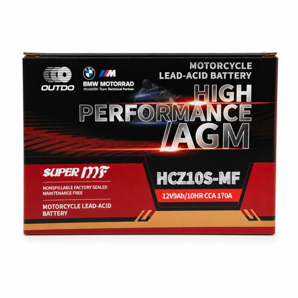 Bateria Moto AGM 12V 9Ah OUTDO HCZ10S-MF - Compatible Yuasa YTZ10S(-BS) / GTZ10S / ETZ10S