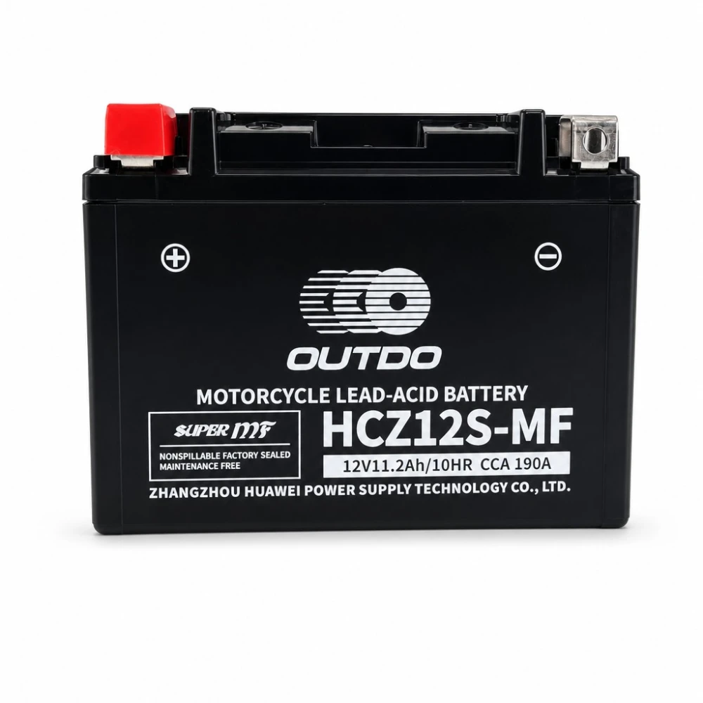 Bateria Moto AGM 12V 11.2Ah OUTDO HCZ12S-MF - Compatible Yuasa YTZ12S(-BS) / GTZ12S / ETZ12S