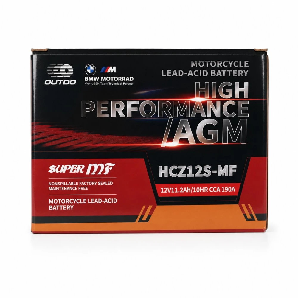 Bateria Moto AGM 12V 11.2Ah OUTDO HCZ12S-MF - Compatible Yuasa YTZ12S(-BS) / GTZ12S / ETZ12S