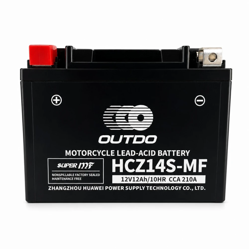 Bateria Moto AGM 12V 12Ah OUTDO HCZ14S-MF - Compatible Yuasa YTZ14S(-BS) / GTZ14S / ETZ14S