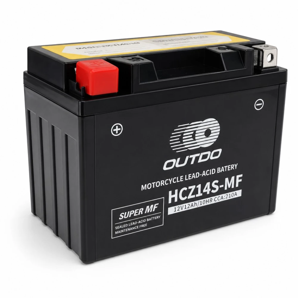Bateria Moto AGM 12V 12Ah OUTDO HCZ14S-MF - Compatible Yuasa YTZ14S(-BS) / GTZ14S / ETZ14S
