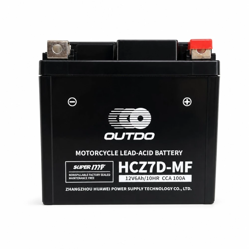 Bateria Moto AGM 12V 6Ah OUTDO HCZ7D-MF - Compatible Yuasa YTZ7S-BS / GTZ7S / ETZ7S