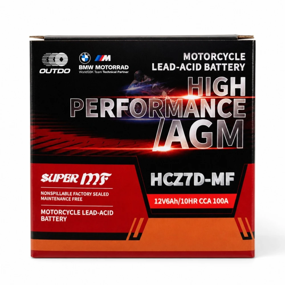 Bateria Moto AGM 12V 6Ah OUTDO HCZ7D-MF - Compatible Yuasa YTZ7S-BS / GTZ7S / ETZ7S