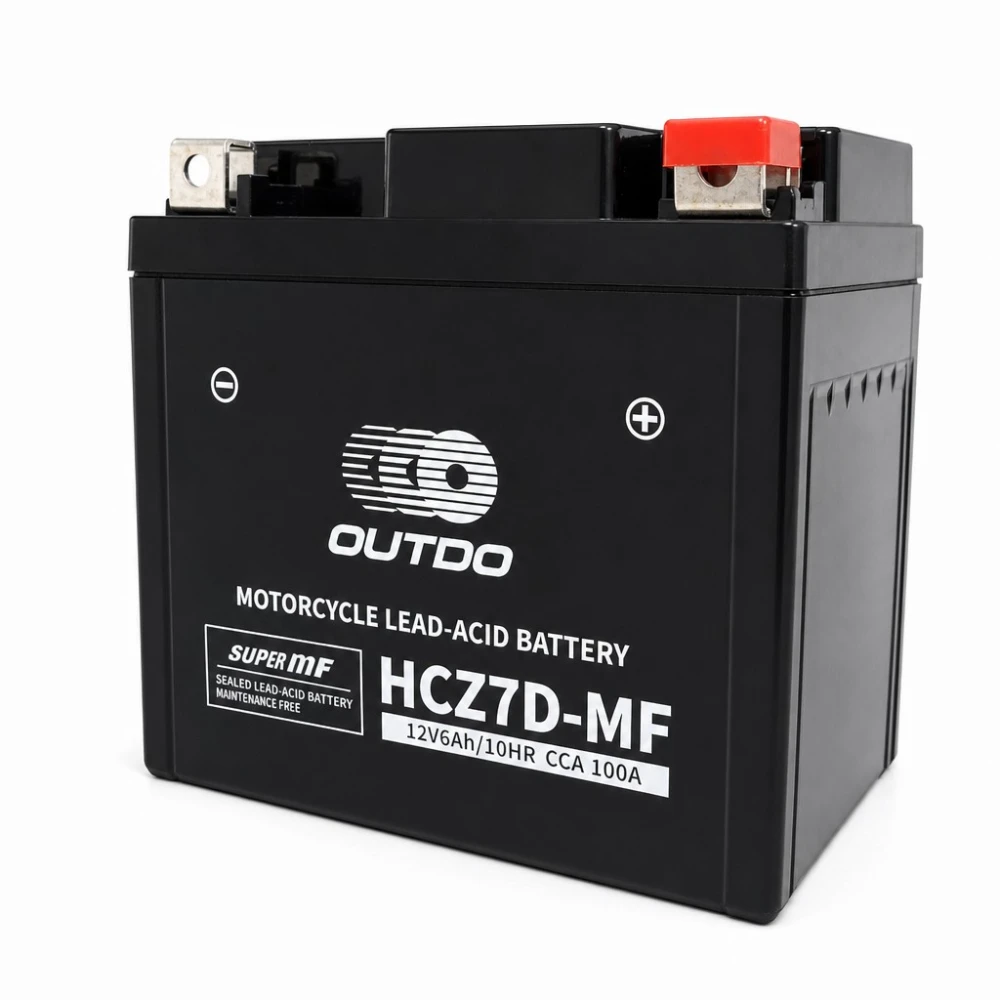 Bateria Moto AGM 12V 6Ah OUTDO HCZ7D-MF - Compatible Yuasa YTZ7S-BS / GTZ7S / ETZ7S