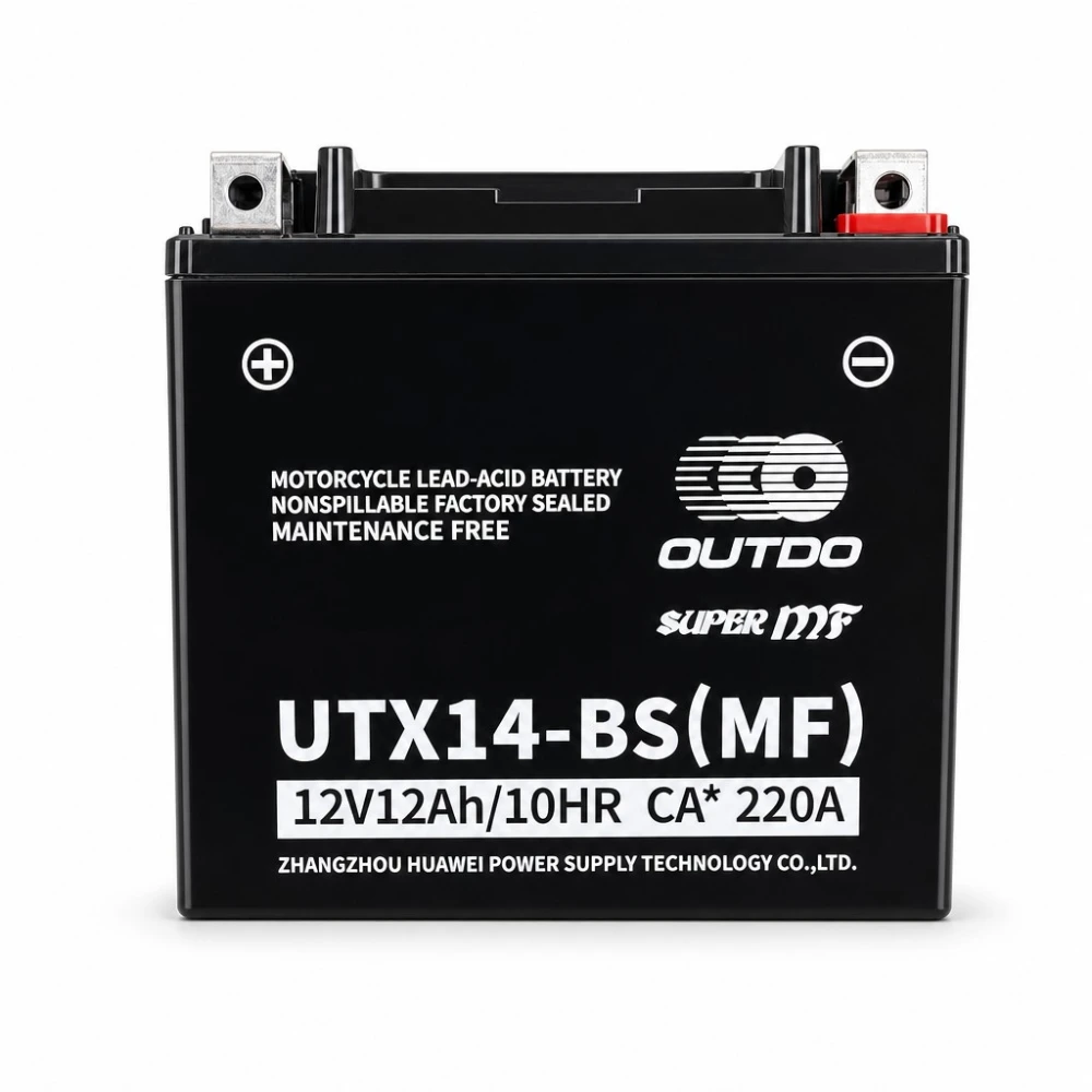 Bateria Moto AGM 12V 12Ah OUTDO UTX14-BS(MF) - Compatible Yuasa YTX14-BS / GTX14-BS / ETX14-BS