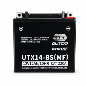 Bateria Moto AGM 12V 12Ah OUTDO UTX14-BS(MF) - Compatible Yuasa YTX14-BS / GTX14-BS / ETX14-BS