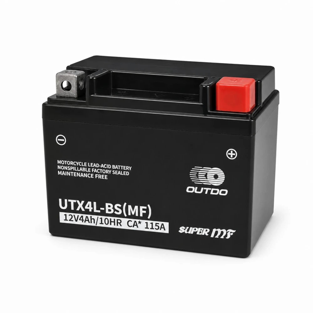 Bateria Moto AGM 12V 4Ah OUTDO UTX4L-BS(MF) - Compatible Yuasa YTX4L-BS / GTX4L-BS / ETX4L-BS