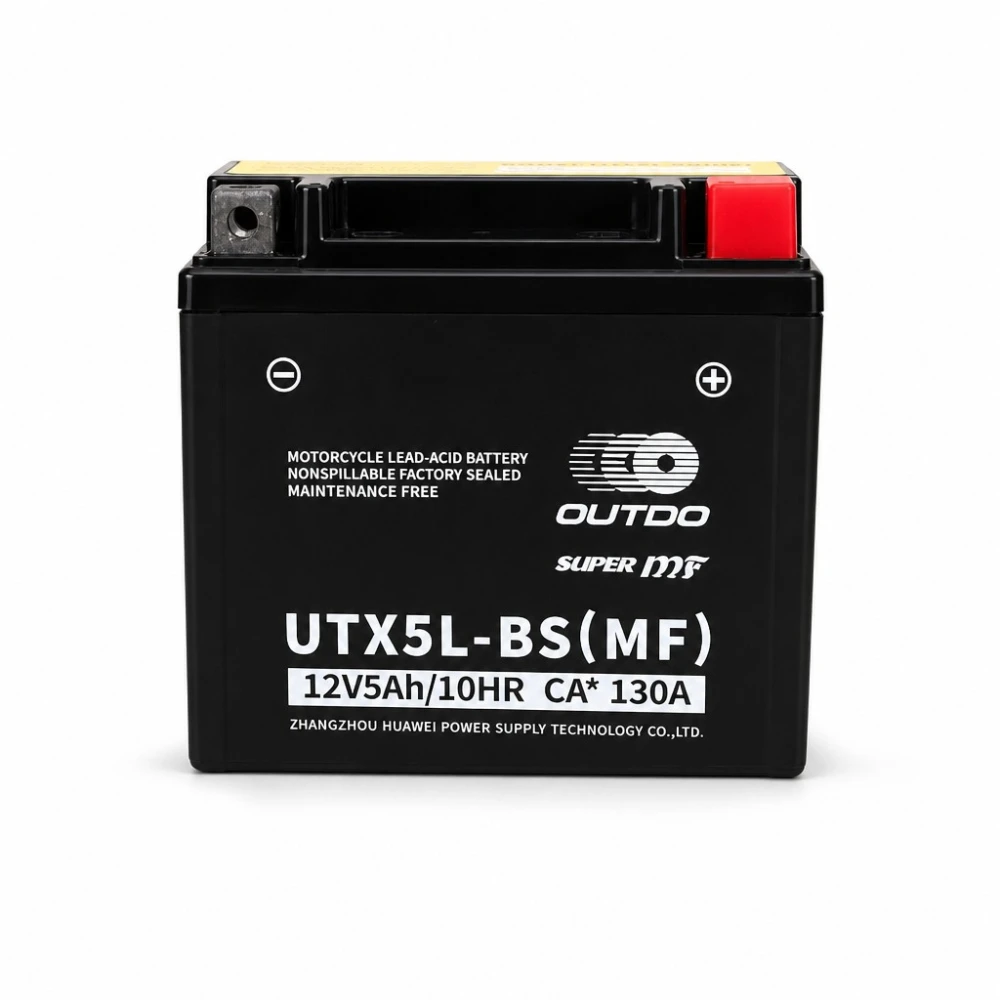Bateria Moto AGM 12V 5Ah OUTDO UTX5L-BS(MF) - Compatible Yuasa YTX5L-BS / GTX5L-BS / ETX5L-BS