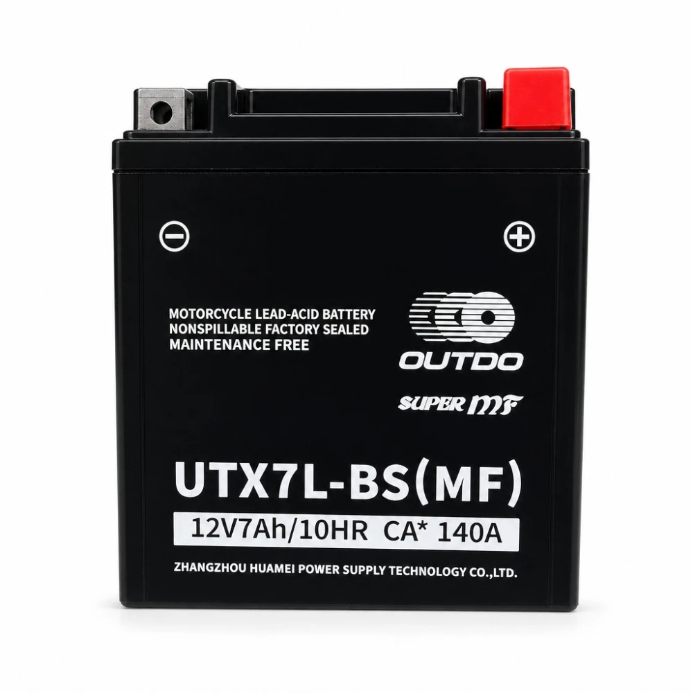 Bateria Moto AGM 12V 7Ah OUTDO UTX7L-BS(MF) - Compatible Yuasa YTX7L-BS / GTX7L-BS / ETX7L-BS