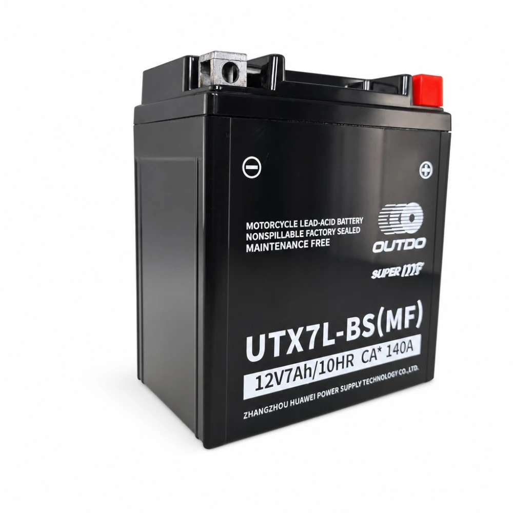Bateria Moto AGM 12V 7Ah OUTDO UTX7L-BS(MF) - Compatible Yuasa YTX7L-BS / GTX7L-BS / ETX7L-BS