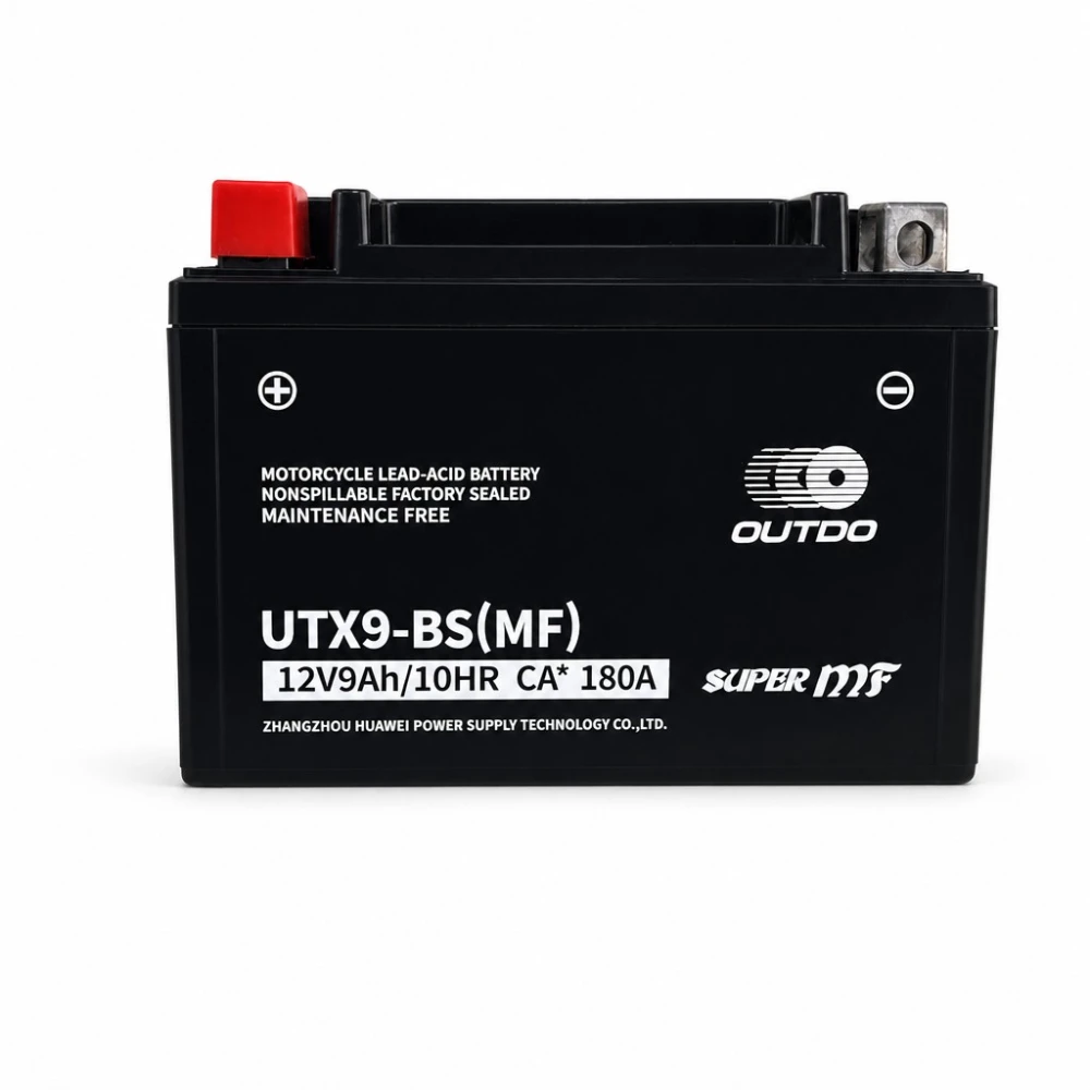 Bateria Moto AGM 12V 9Ah OUTDO UTX9-BS(MF) - Compatible Yuasa YTX9-BS / GTX9-BS / ETX9-BS