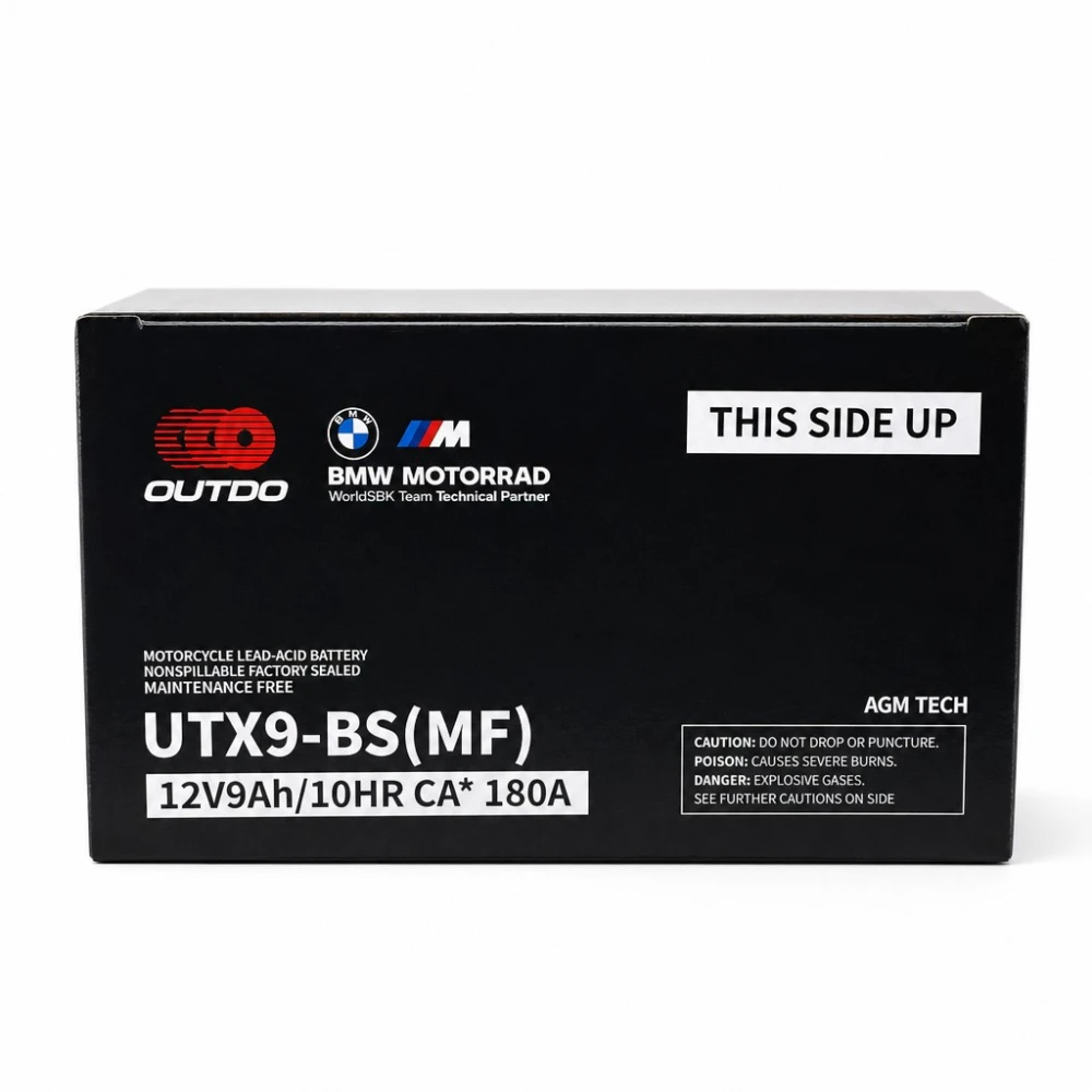Bateria Moto AGM 12V 9Ah OUTDO UTX9-BS(MF) - Compatible Yuasa YTX9-BS / GTX9-BS / ETX9-BS