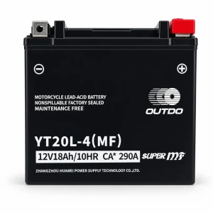 Bateria Moto AGM 12V 18Ah OUTDO YT20L-4(MF) - Compatible Yuasa YTX20L-BS / GTX20L-BS / ETX20L-BS / Y50-N18L-A