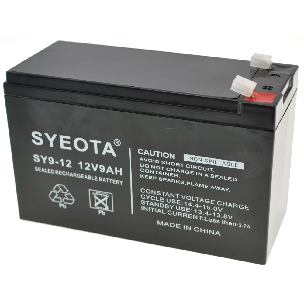 Bateria de plom 12V 9Ah recarregable SY9-12 per a alarmes, balances i joguines