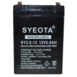 Bateria de plom recarregable 12V 2.6Ah SY2.6-12 per a alarmes, balances i joguines