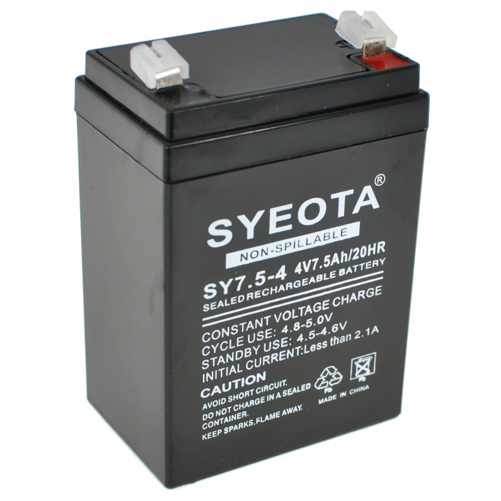 Bateria de plom recarregable 4V 7.5Ah SY7.5-4 per a alarmes, balances i joguines