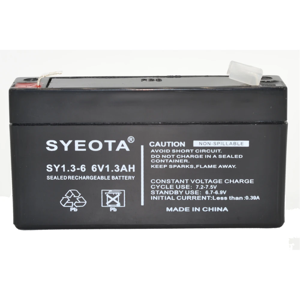 Bateria de plom recarregable 6V 1.3Ah per a alarmes antirobatori i incendi SY6V1.3