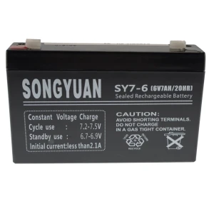 Songyuan Bateria de plom segellada recarregable 6V 7Ah SY7-6 per a alarmes i UPS