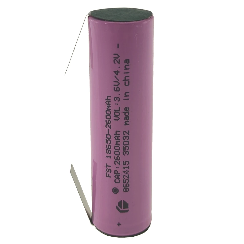 Bateria recarregable 18650 2600mAh 3,7V amb llengüeta per soldar d'alta qualitat
