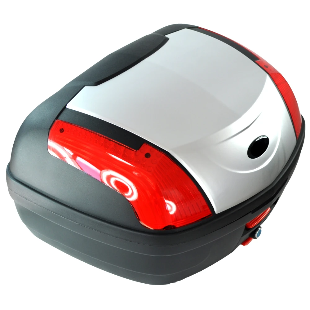 Baül de moto 46 litres universal plata - maleta XXL per a 2 cascos amb pany