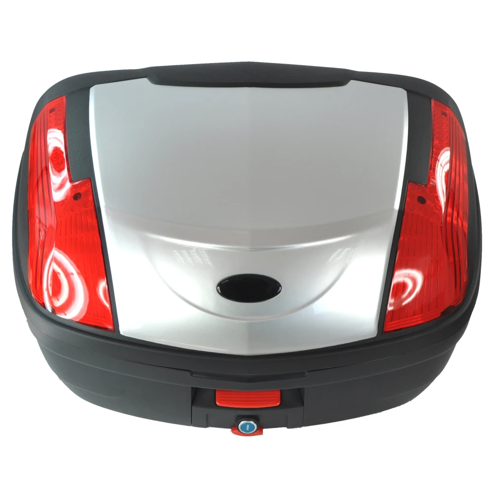 Baül de moto 46 litres universal plata - maleta XXL per a 2 cascos amb pany