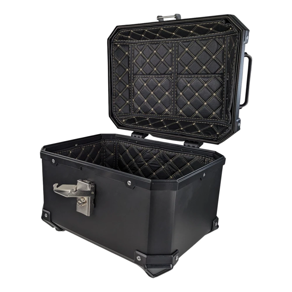 Top case universal per a moto 36L amb respatller lumbar i maleter quadrat en ABS negre