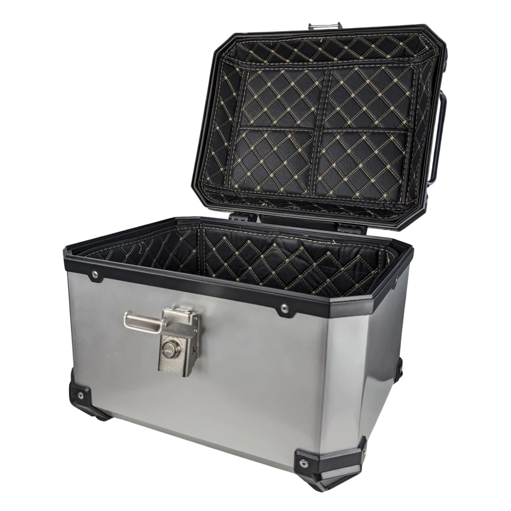 Baül universal moto 45L plata - maleta portacascs quadrada per a 1 casc