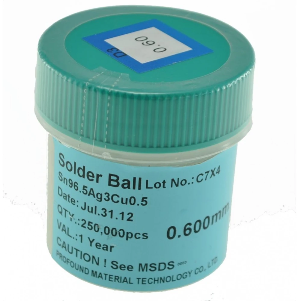 Boles d'estany sense plom 0,6mm 250.000 unitats per a soldadura electrònica