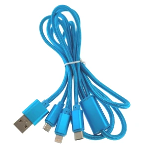 Cable carregador 3 en 1 Micro USB Tipus C Lightning 1.2m per a càrrega ràpida