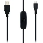 Cable USB A a Micro USB amb interruptor per a Raspberry Pi 1m negre