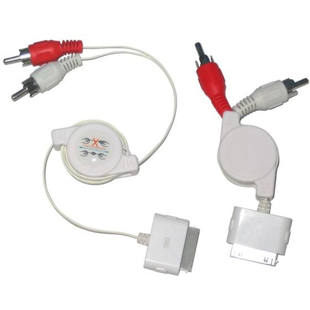 Cable de connexió estèreo per a iPod, iPhone, iPad retràctil compatible amb Dock Connector