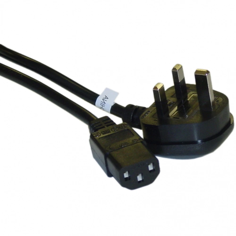 Cable d'alimentació UK BS 1363 a C13 amb fusible i certificat VDE, 6 peus