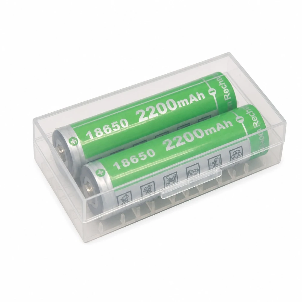 Caixa Suport Portapiles 2× 20700 21700 Plàstic Transparent Emmagatzematge