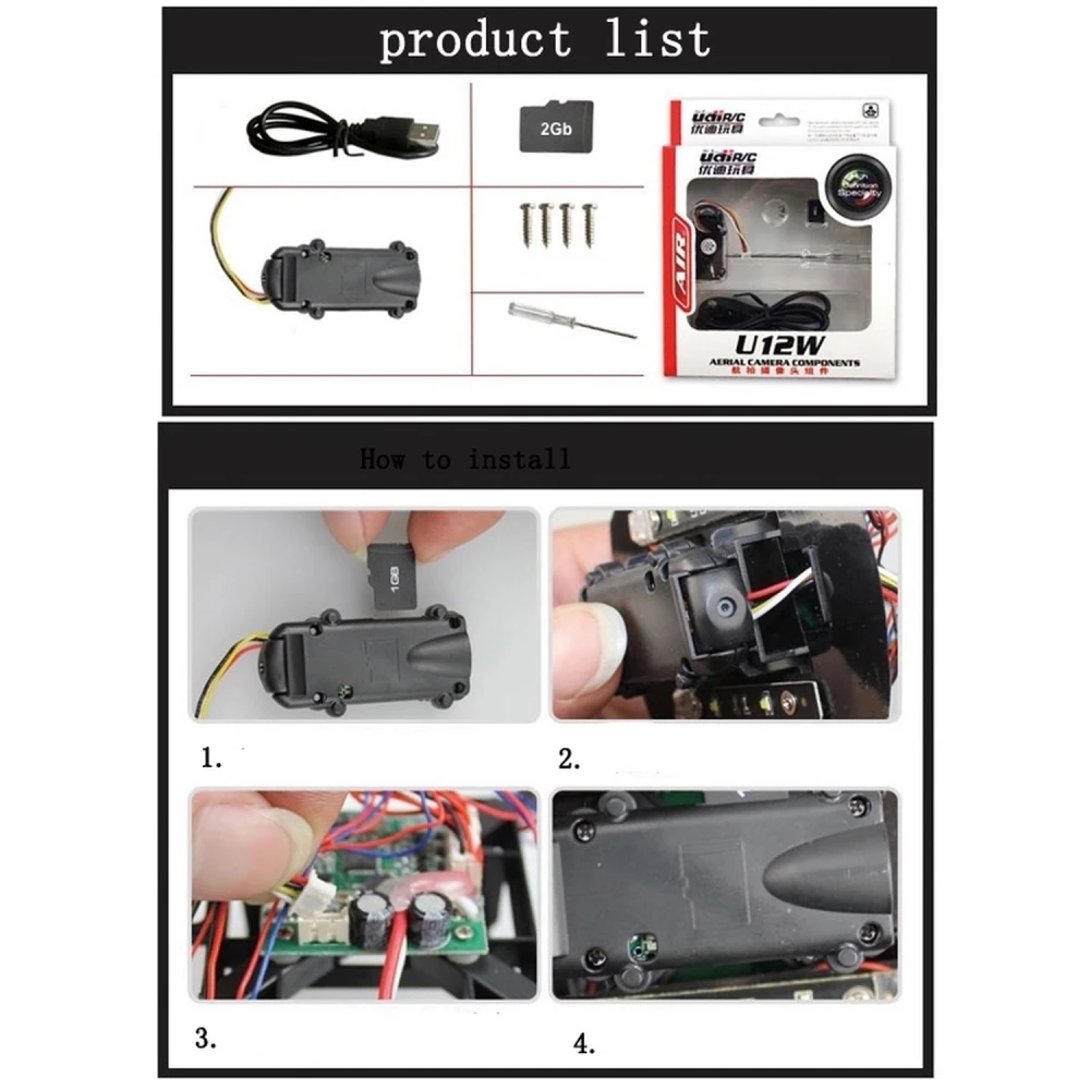 Càmera HD per quadcòpter U12W compatible amb models U818A i U829A