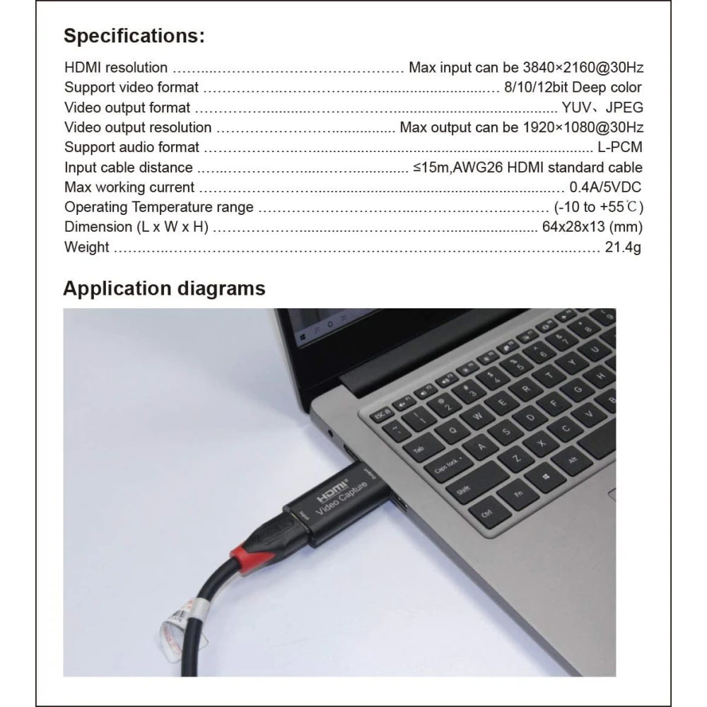 Capturadora de vídeo HDMI USB 1080P per a streaming, jocs i videoconferències